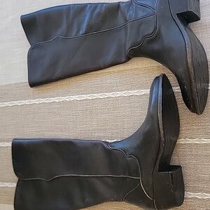 NEW Frye Women's Black Toga Leather Boots  Carson Piping Tall Wide Calf size 8M